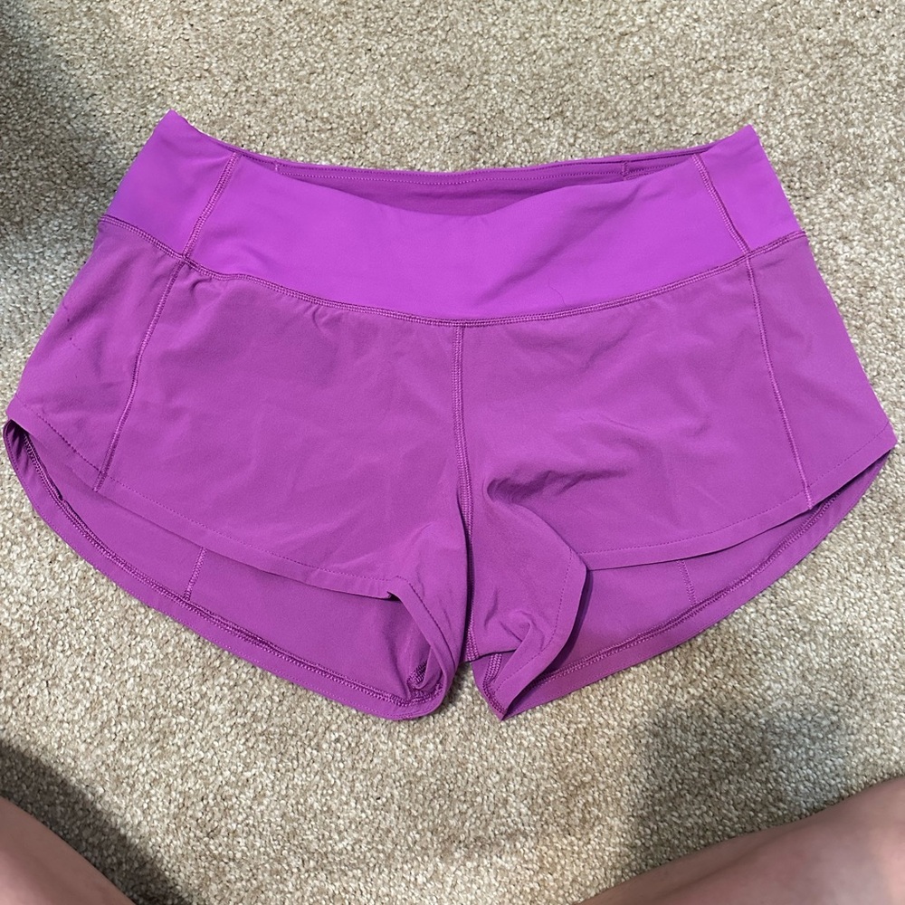 NEVER WORN PURPLE SPEED UP LULU LEMON SHORTS